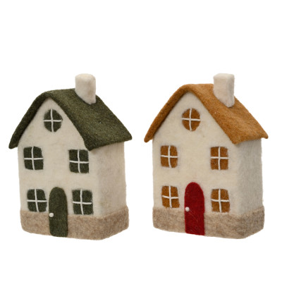 CASA ORNAMENTALE IN LANA COTTA 21CM