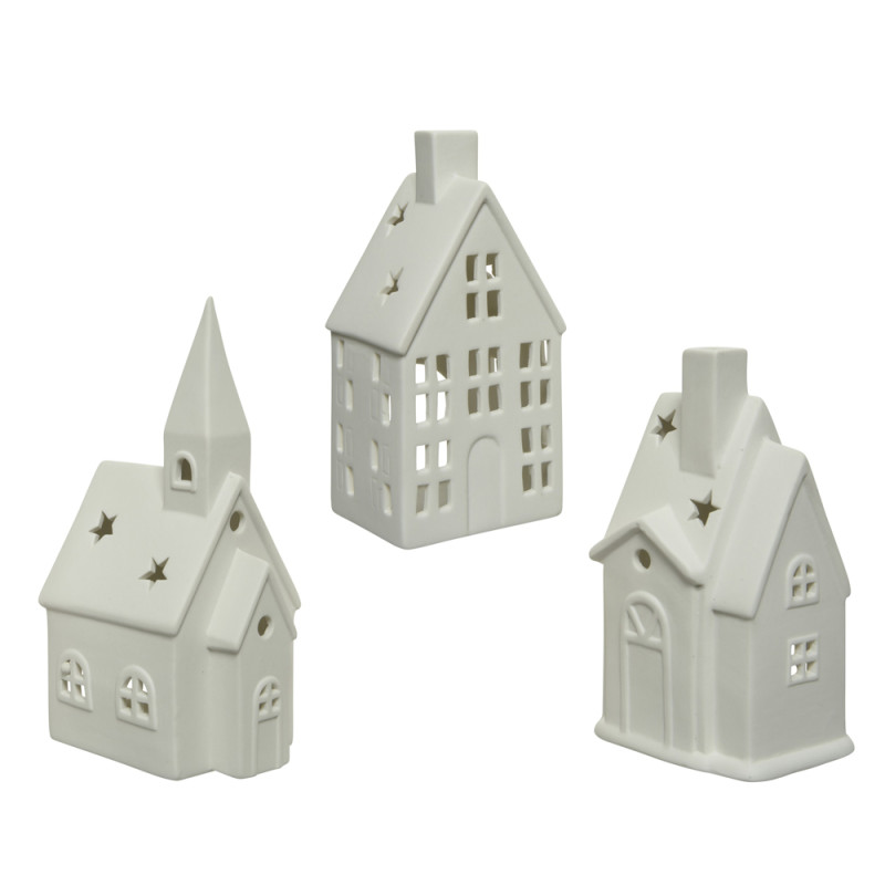 CASETTA IN CERAMICA BIANCA PORTA T-LIGHT 16CM