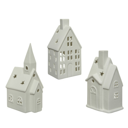 CASETTA IN CERAMICA BIANCA PORTA T-LIGHT 16CM