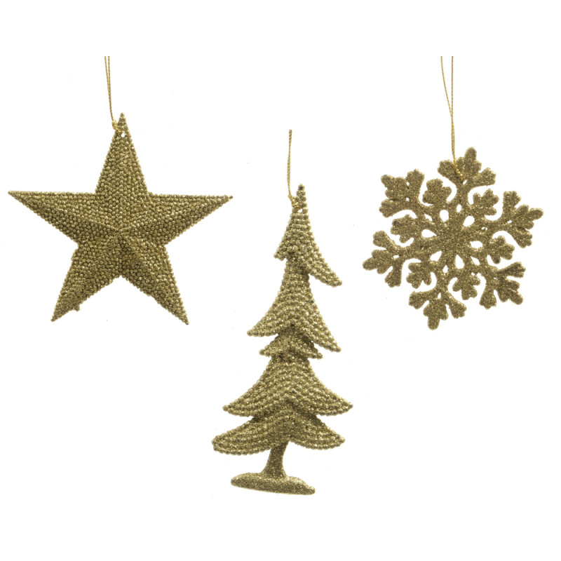 PENDENTE GLITTERATO ORO 10CM
