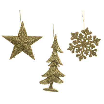 PENDENTE GLITTERATO ORO 10CM