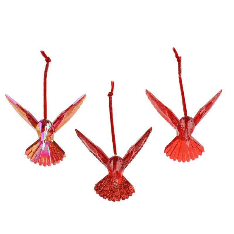 COLIBRI' ROSSO CON GLITTER 9CM