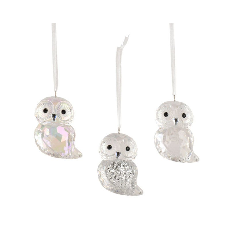 GUFO PENDENTE TRASPARENTE 6,5CM 