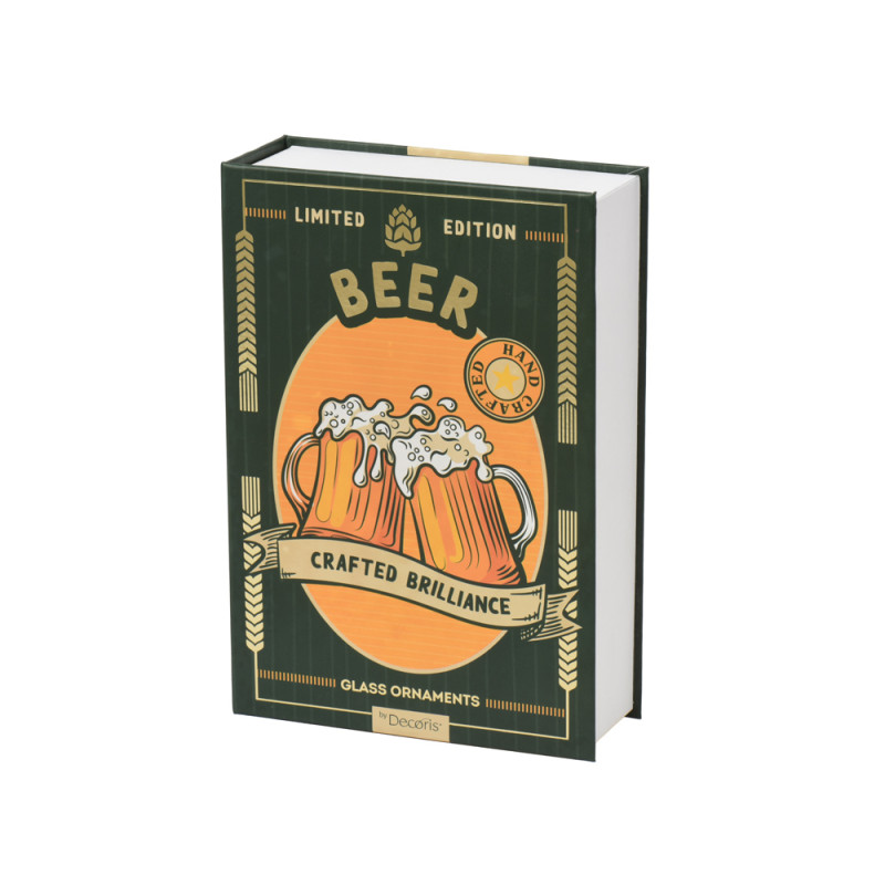 SET 3 DECORAZIONI DA ALBERO TEMA BIRRA IN VETRO 8,7CM