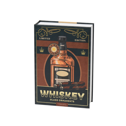 SET 3 DECORAZIONI DA ALBERO TEMA WHISKEY IN VETRO 6CM