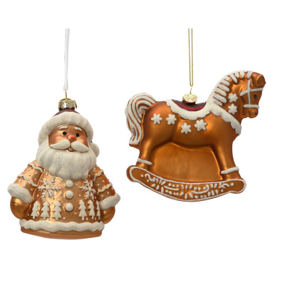 DECORAZIONI IN VETRO PENDENTE MARRONE 12CM