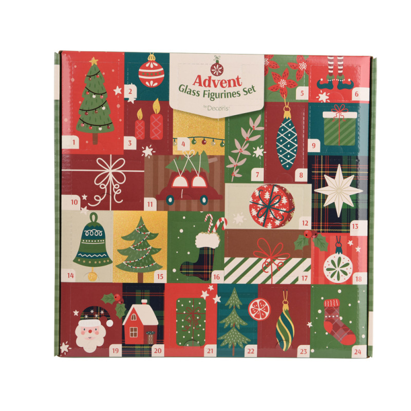SOGGETTI NATALIZI IN VETRO PER CALENDARIO DELL'AVVENTO (24 PEZZI)