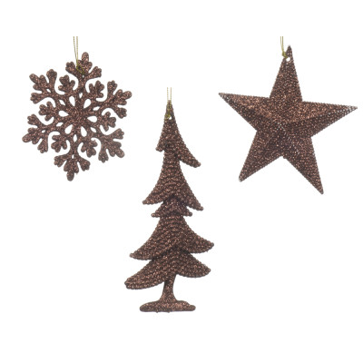 PENDENTE GLITTERATO MARRONE 10CM