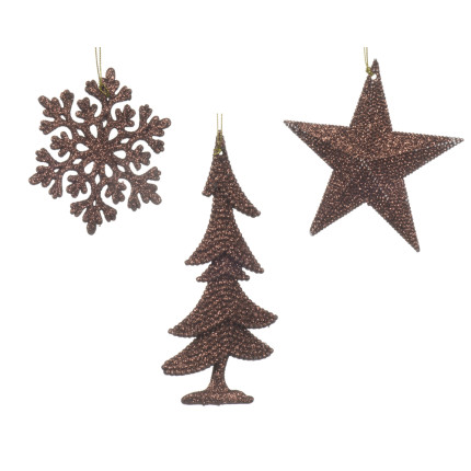 PENDENTE GLITTERATO MARRONE 10CM