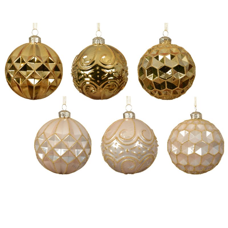 PALLA PER ALBERO DI NATALE IN VETRO LAVORATA 8CM