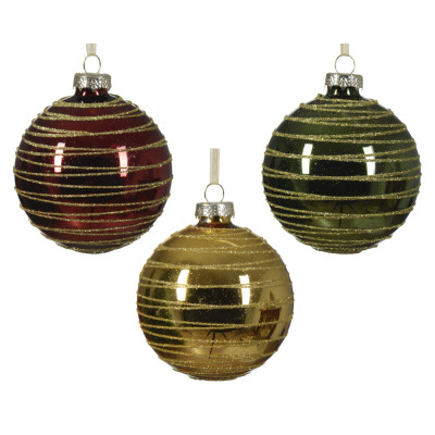 PALLINA IN VETRO CON DECORI ORO 8CM