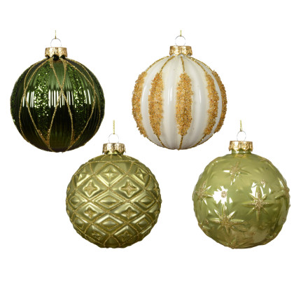 PALLINA PER ALBERO DI NATALE IN VETRO CON DECORI 10CM