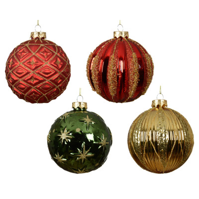 PALLA DI NATALE IN VETRO DECORATA 10CM