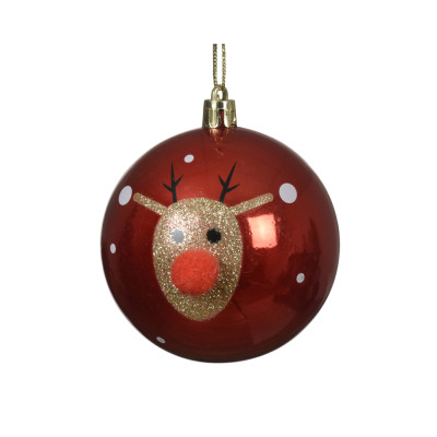 PALLA DI NATALE IN VETRO CON CERVO 8CM