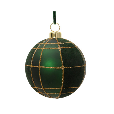 SFERA NATALIZIA IN VELLUTO CON INSERTI ORO 8CM