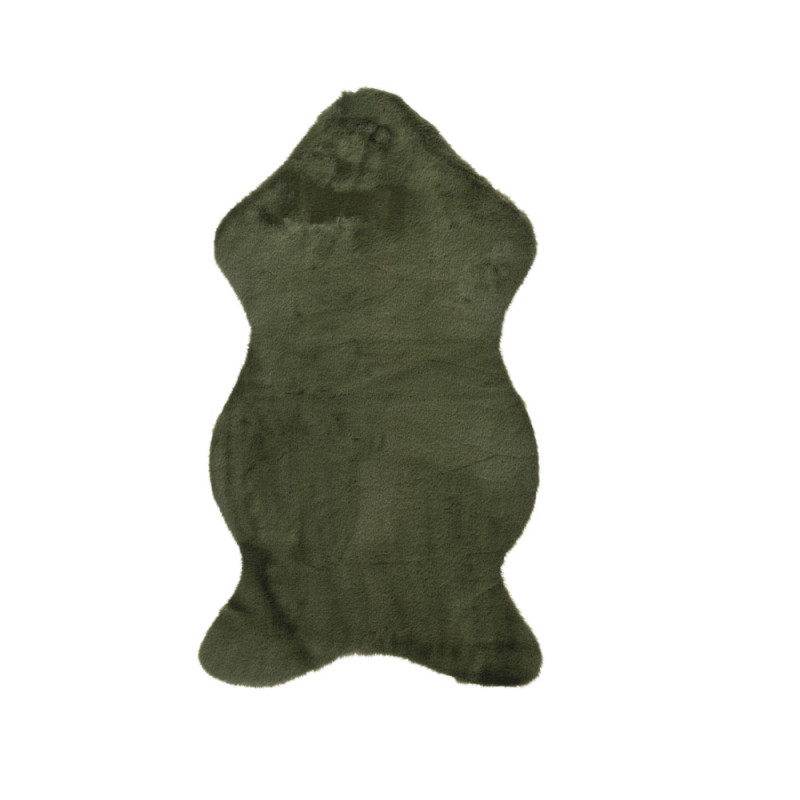 Tappetto in Pelliccia Verde Scuro e Beige