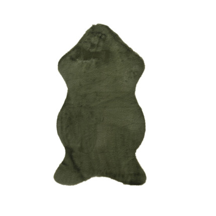 Tappetto in Pelliccia Verde Scuro e Beige