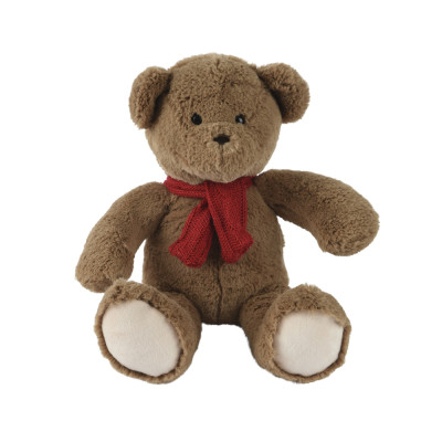 Orso Marrone di Peluche Con Sciarpa Rossa