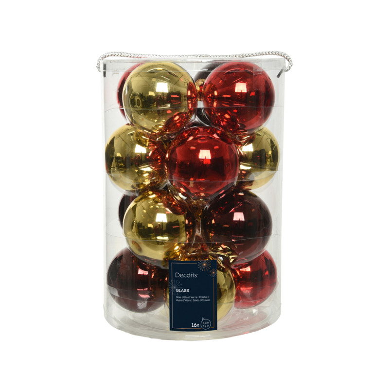 SFERE NATALIZIE IN VETRO 8CM (16 PEZZI)