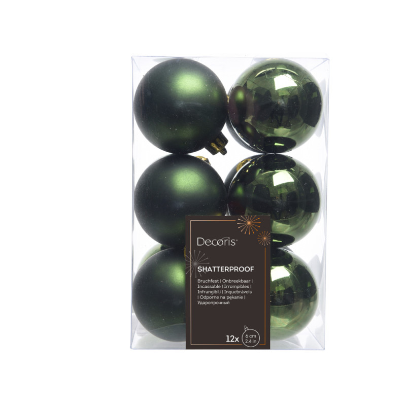 Palline di natale in plastica 6cm (12 pezzi)