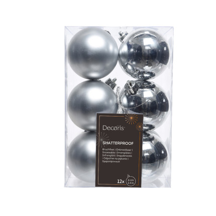 Palline di natale in plastica 6cm (12 pezzi)