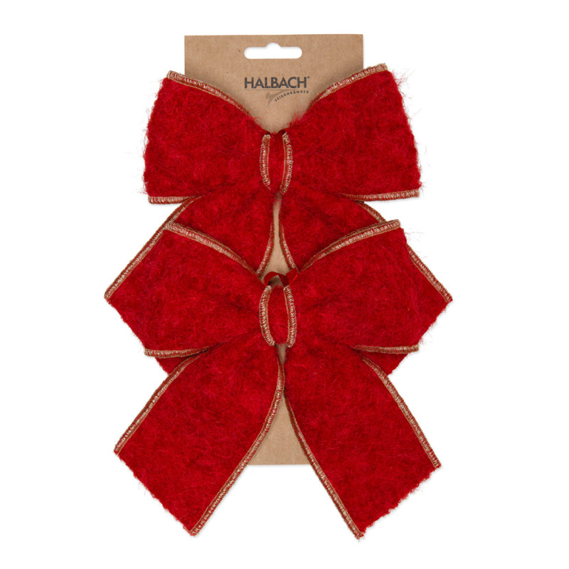 FIOCCO IN TESSUTO PENDENTE CON BORDO ORO 15X17CM (2 PEZZI)