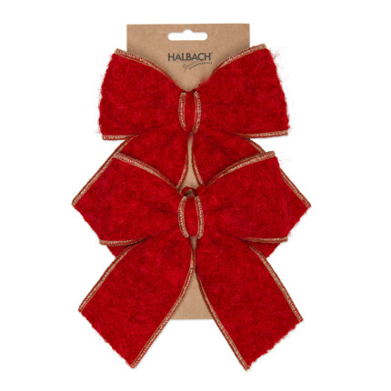 FIOCCO IN TESSUTO PENDENTE CON BORDO ORO 15X17CM (2 PEZZI)