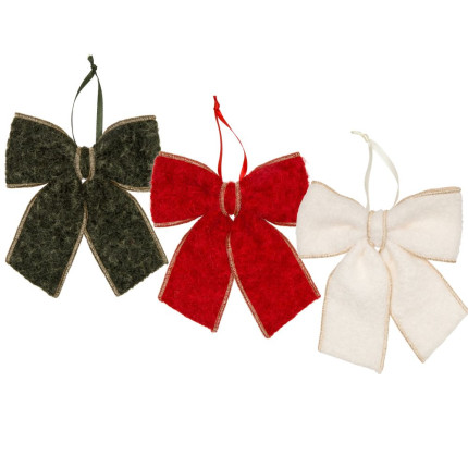 FIOCCO IN TESSUTO PENDENTE CON BORDO ORO 15X17CM (2 PEZZI)
