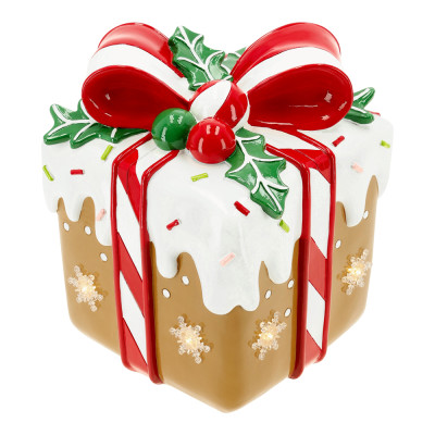PACCO REGALO NATALIZIO LUMINOSO CON FIOCCO H 26CM