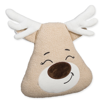 CUSCINO TESTA DI ALCE PELUCHE 36X35CM