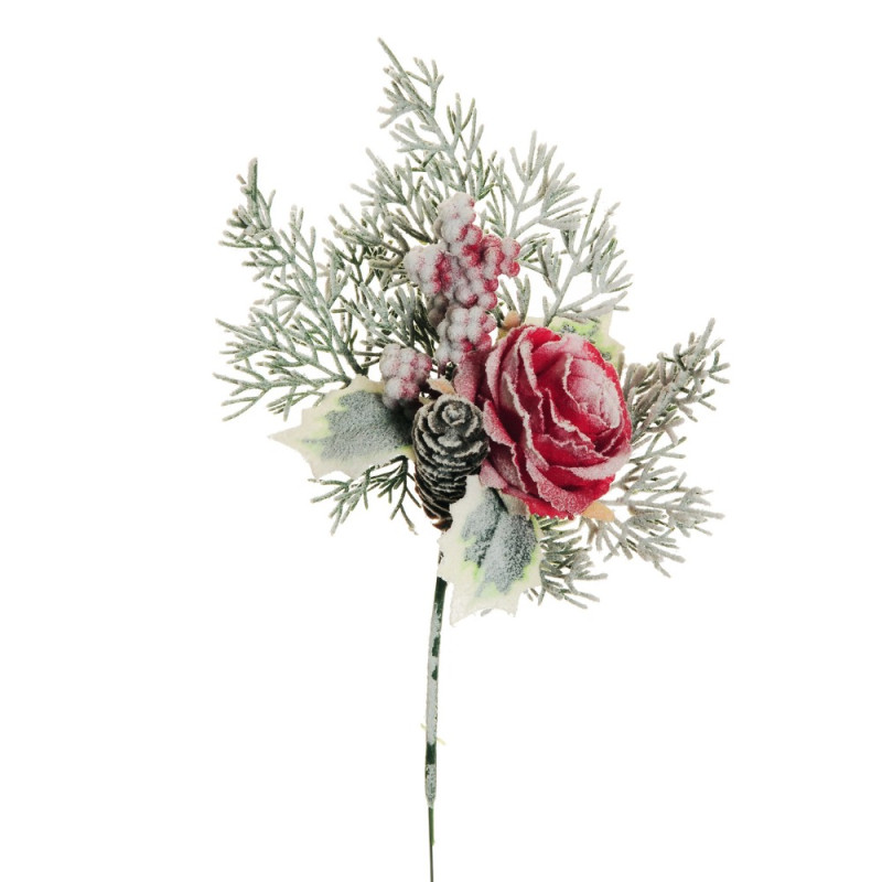 Magnolia con Bacche e Pigne Innevate 32cm