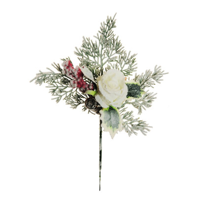Magnolia con Bacche e Pigne Innevate 32cm