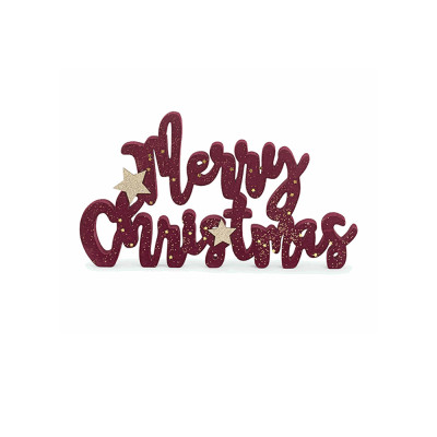 SCRITTA IN LEGNO MERRY CHRISTMAS BORDEAUX 32CM