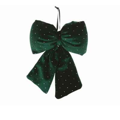 Fiocco In Velluto Verde Con Strass 13cm
