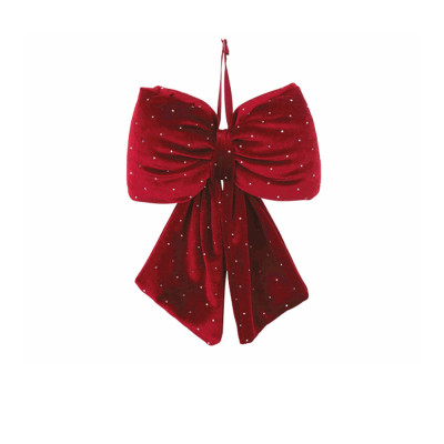 Fiocco In Velluto Bordeaux Con Strass 13cm
