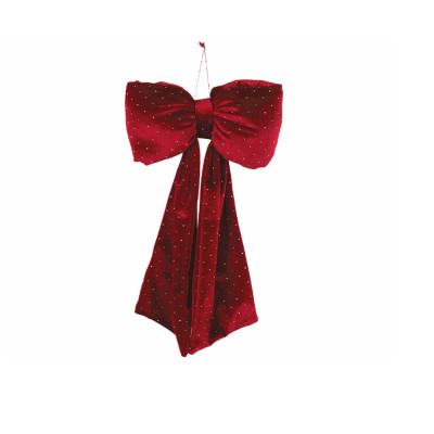 Fiocco In Velluto Bordeaux Con Strass 20cm