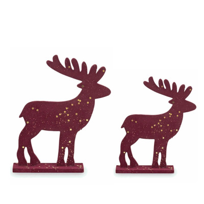 Renna In Legno Floccato Bordeaux