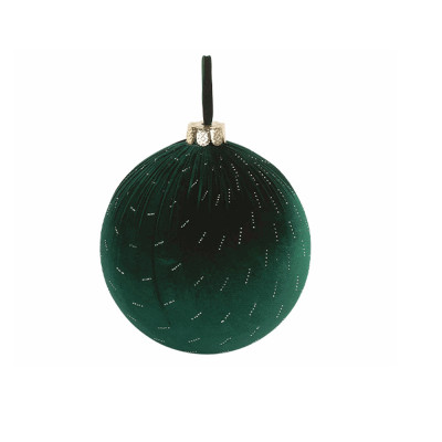 SFERA VERDE IN VELLUTO CON STRASS 30CM