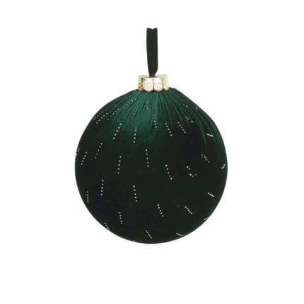 Sfera Verde In Velluto Con Strass 20cm