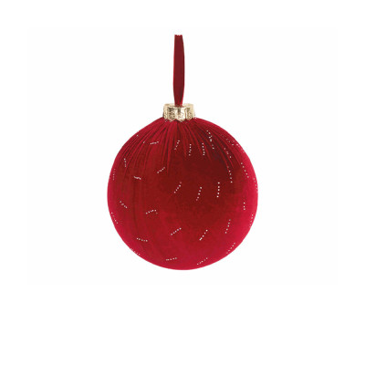 SFERA BORDEAUX IN VELLUTO CON STRASS 20CM