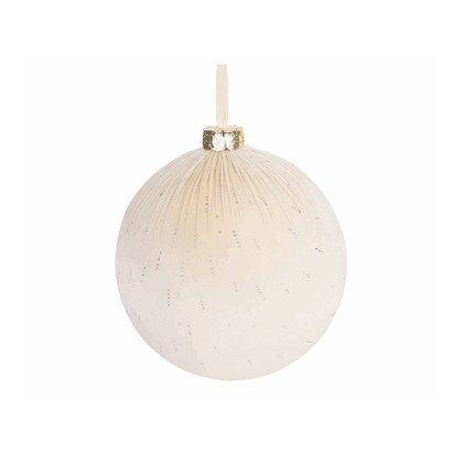 SFERA BIANCA IN VELLUTO CON STRASS 30CM