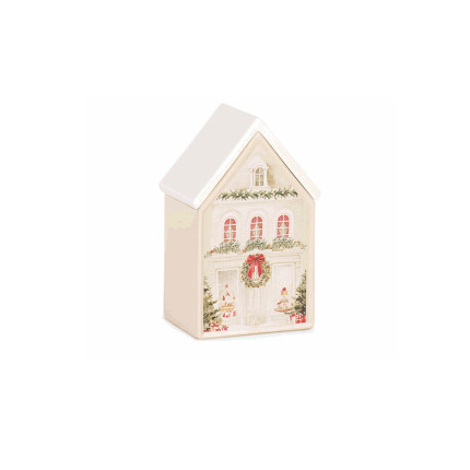 CANDELA IN CASETTA DI CERAMICA XMAS MARKET 14CM