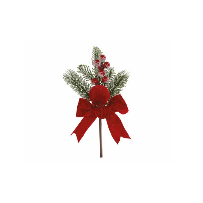 PICK PINO CON BACCHE E FIOCCO IN VELLUTO 22CM