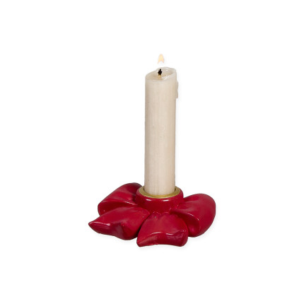 Portacandele Fiocco In Poliresina Rosso 7x6,5cm