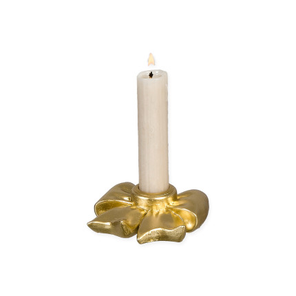 Portacandele Fiocco In Poliresina Oro 7x6,5cm