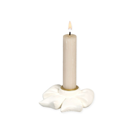 Portacandele Fiocco In Poliresina Bianco 7x6,5cm
