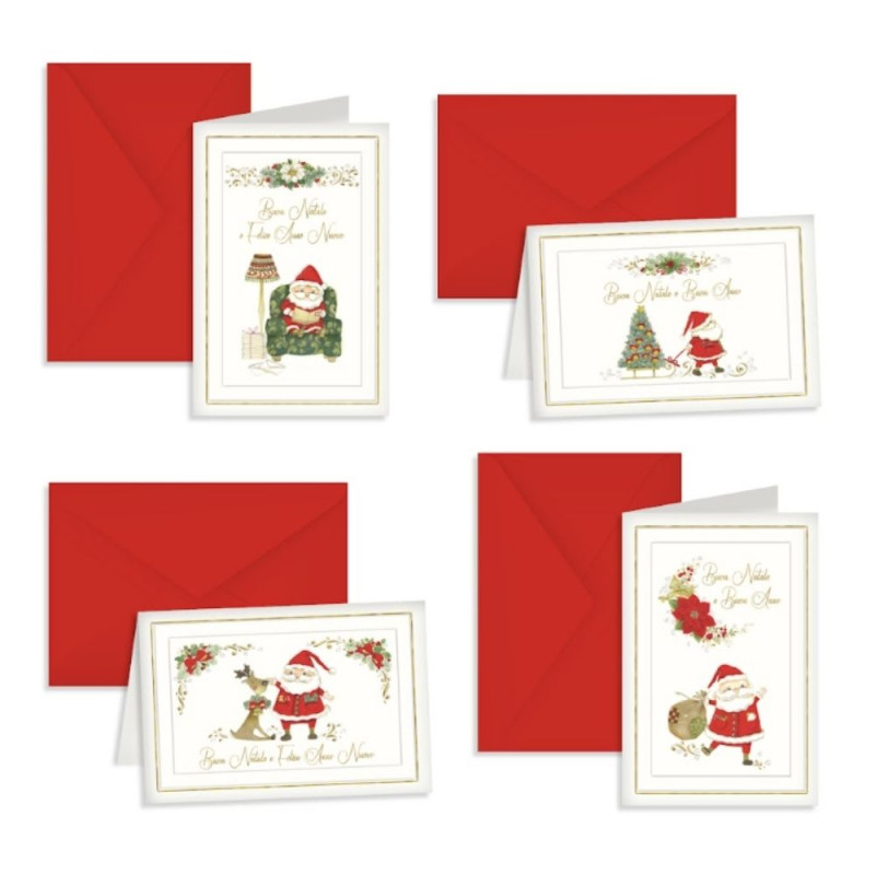 Biglietto Babbo Natale Con Decori Floreali