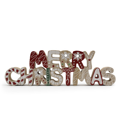 SCRITTA MERRY CHRISTMAS IN LEGNO