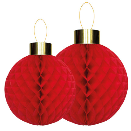 Palline Natale In Carta Nido D'ape (2 Pezzi)