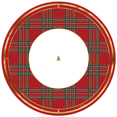 Sottopiatto Natalizio Tartan Rosso e Oro. Decorazione Tavola Natale